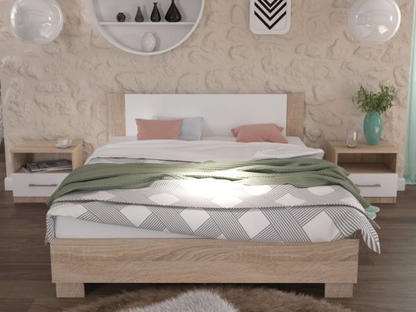 Спальня «Аврора» 2дв шк, Дуб сонома/Белый — изображение 4