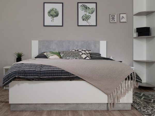 Кровать «Аврора» 160*200 (подъемник), Белый/ателье светлый — изображение 5