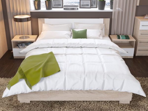 Кровать «Аврора» 160*200 (основание ЛДСП), Дуб сонома/Белый — изображение 4