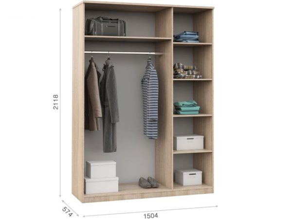 Шкаф «Аврора» 3дв, Дуб сонома/белый — изображение 3