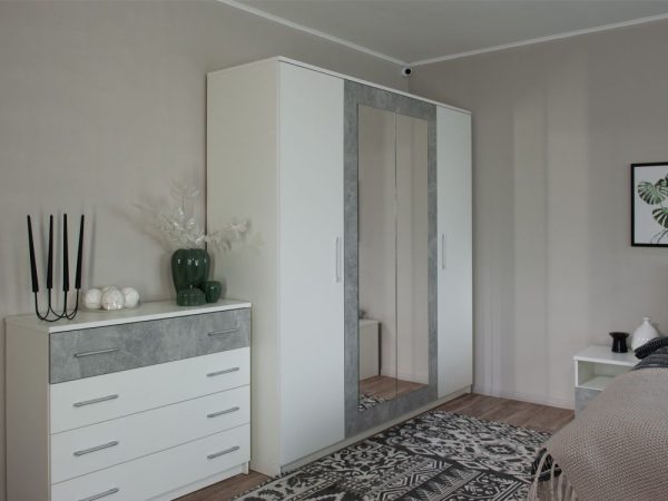 Спальня «Аврора» 4дв шк, Белый/Ателье светлый — изображение 4