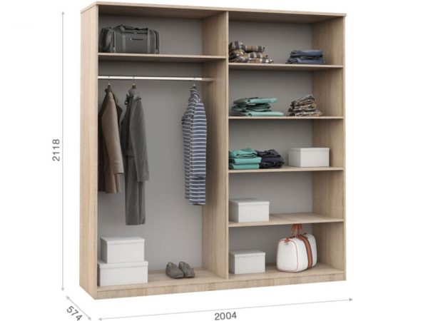 Шкаф «Аврора» 4дв, Дуб сонома/Белый — изображение 3