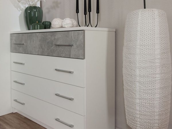 Комод «Аврора» 4ящ, Белый/ателье светлый — изображение 4