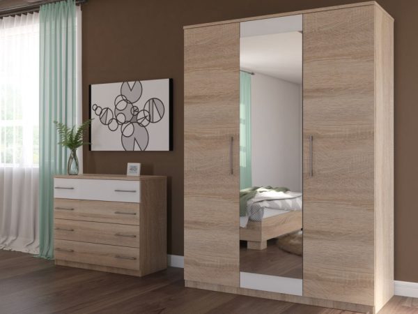 Спальня «Аврора» 3дв шк, Дуб сонома/Белый — изображение 4