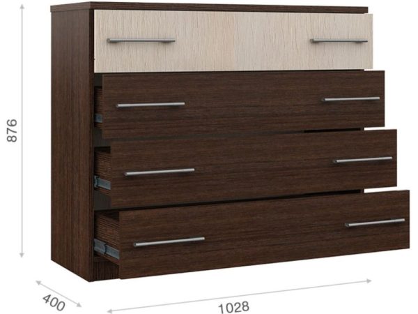 Комод «Аврора» 4ящ, Венге/Дуб молочный — изображение 3