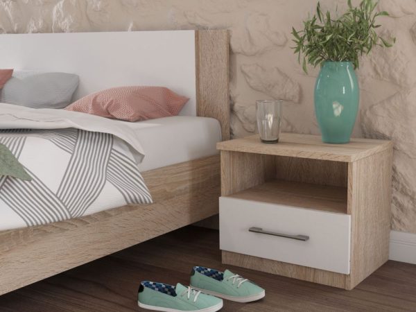 Кровать «Аврора» 160*200 (основание ЛДСП), Дуб сонома/Белый — изображение 5