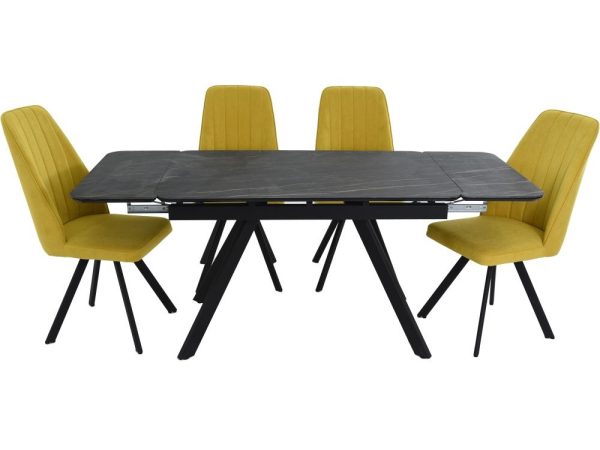 Обеденная группа AROOMA (стол Леон + 4 стула Сильвио Vivaldi 15), черный — изображение 3