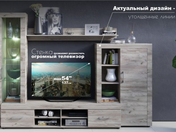 Стенка «Джерси», Дуб крафт серый — изображение 3