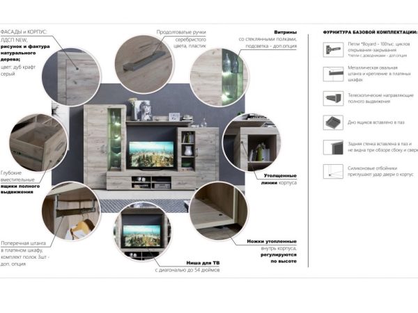 Стенка «Джерси», Дуб крафт серый — изображение 5