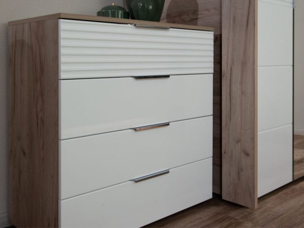 Комод «Джулия» 4ящ, Крафт серый/белый глянец — изображение 4