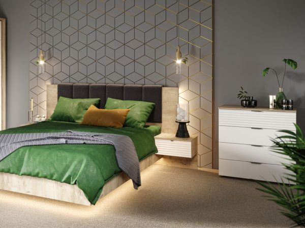 Спальня «Джулия» 3 дв шк, Крафт серый/белый глянец — изображение 3