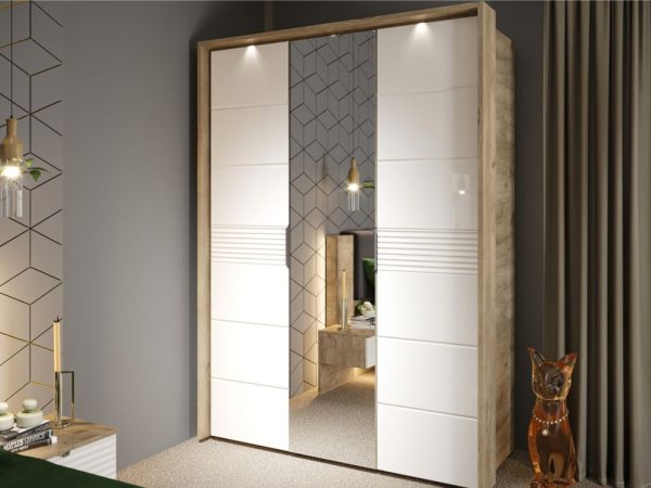 Шкаф Джулия 3дв ДЗД, Крафт серый/Белый глянец — изображение 4