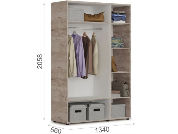 Шкаф Джулия 3дв ДЗД, Крафт серый/Белый глянец — изображение 3