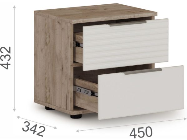 Тумба «Джулия» 2ящ, Крафт серый/белый глянец — изображение 3