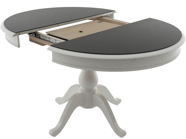 Стол «Фабрицио 1» GLASS (D 1000), белый с черным — изображение 3