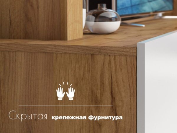 Стенка «Флекс», Дуб Крафт золотой/белый — изображение 4