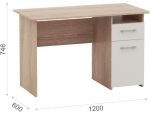 Стол «Гарвард» 120 1д1ящ, Дуб сонома/Белый — изображение 3