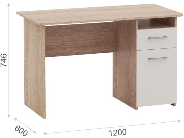 Стол «Гарвард» 120 1д1ящ, Дуб сонома/Белый — изображение 3
