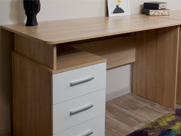 Стол «Гарвард» 120 3ящ, Дуб сонома/Белый — изображение 4