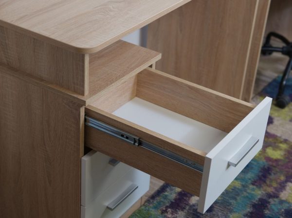 Стол «Гарвард» 120 3ящ, Дуб сонома/Белый — изображение 5