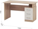 Стол «Гарвард» эргономик 130 3ящ ЛВ, Дуб сонома/Белый — изображение 3