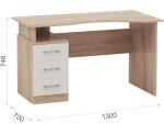 Стол «Гарвард» эргономик 130 3ящ ПР, Дуб сонома/Белый — изображение 3
