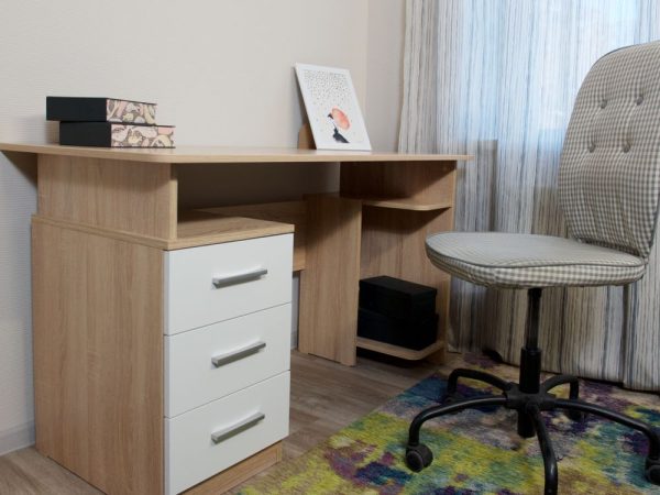 Стол «Гарвард» 130 3ящ, Дуб сонома/Белый — изображение 4