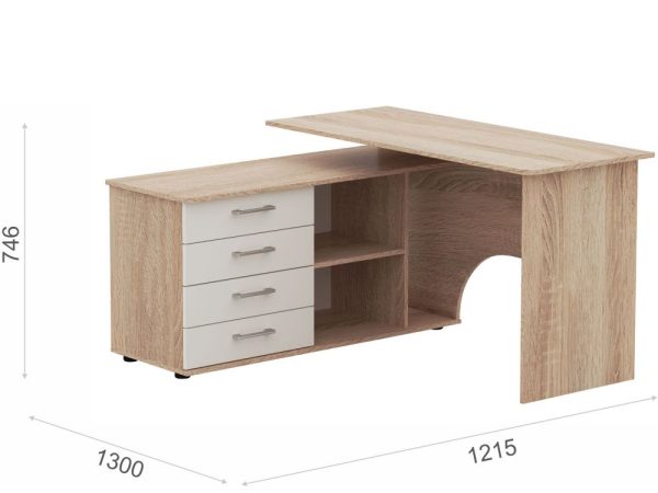 Стол «Гарвард» ЛВ 130х120, Дуб сонома/Белый — изображение 3