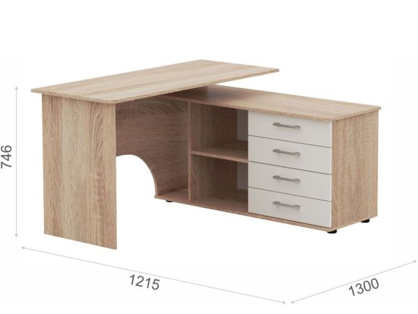 Стол «Гарвард» ПР 130х120, Дуб сонома/белый — изображение 3