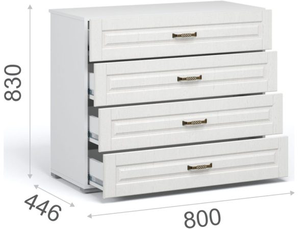 Комод «Лацио» 4ящ, Белый/Белое дерево — изображение 3