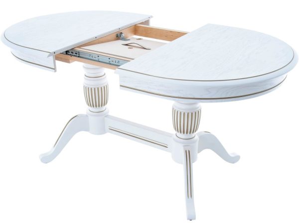 Стол «Леонардо 2» овал 120x90, эмаль белая с золочением — изображение 3