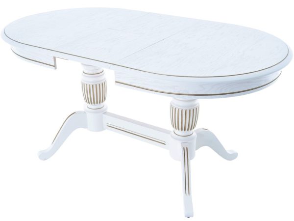 Стол «Леонардо 2» овал 120x90, эмаль белая с золочением — изображение 4