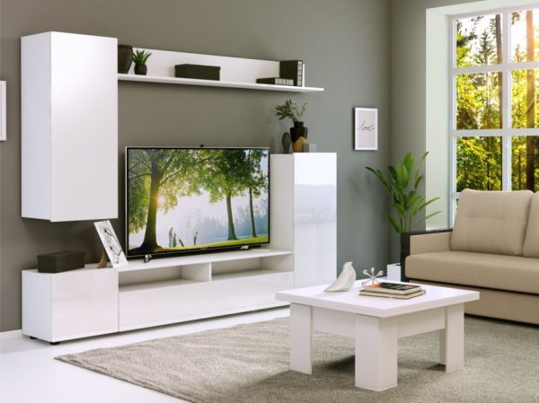 Стенка «Лия», Белый/белый глянец — изображение 3