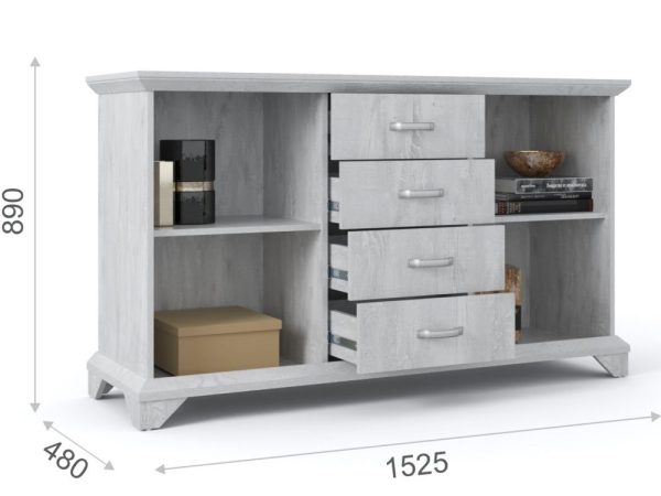 Комод «Лорена» 2д4ящ, Бетон Паин белый — изображение 3