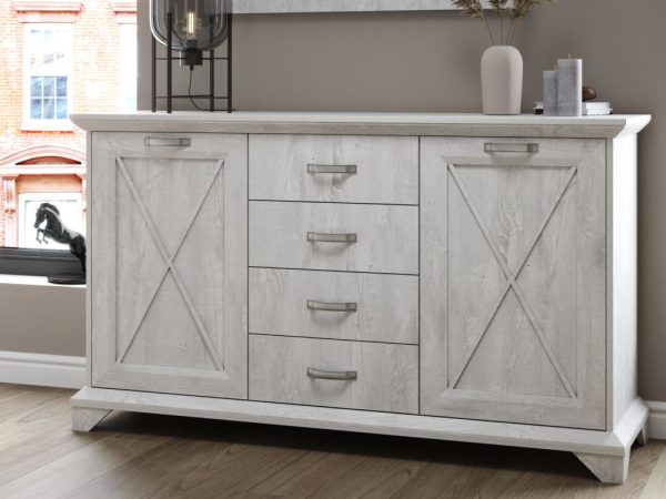 Комод «Лорена» 2д4ящ, Бетон Паин белый — изображение 4