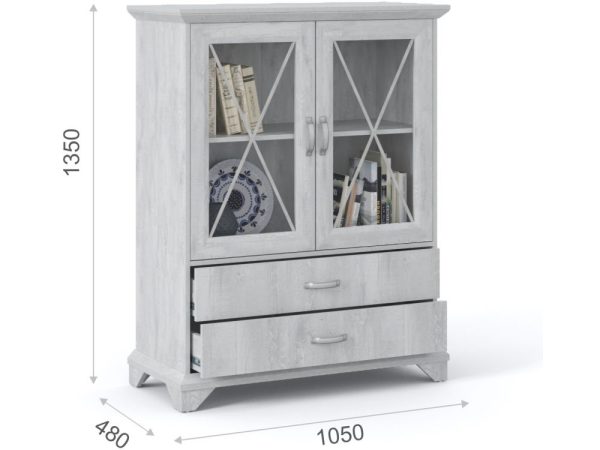 Комод «Лорена» 2в2ящ, Бетон Паин белый — изображение 3