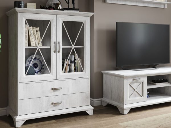 Комод «Лорена» 2в2ящ, Бетон Паин белый — изображение 4