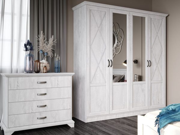 Спальня «Лорена» 4дв шк, Бетон Паин белый — изображение 4