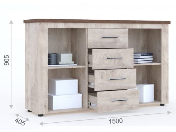 Комод «Мэдисон» 2д4ящ, Дуб эндгрейн/дуб экспрессив бронзовый — изображение 3