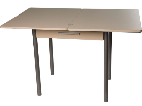 Стол М37 «Милагро» с ящиком ДП1-03-06 стекло «Мозаика бежевая»/крем, ноги металлик — изображение 4