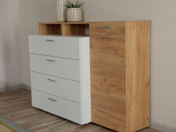 Комод «Невио-1» 1д4ящ, Дуб крафт золотой/белый — изображение 4