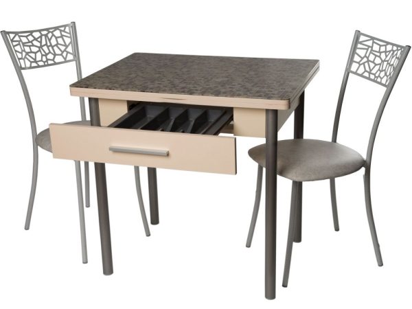 Обеденная группа (Стол Милагро и 2 стула Кемпер), белый мрамор — изображение 3