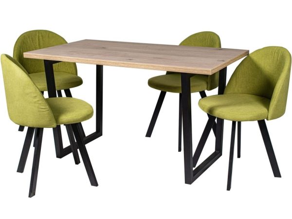 Obedennaya-gruppa-Patika_Spayder_-Kandi-Oliva_-chernyy Обеденная группа (Стол Патика и 4 стула Спайдер), ткань Канди Олива — изображение 3