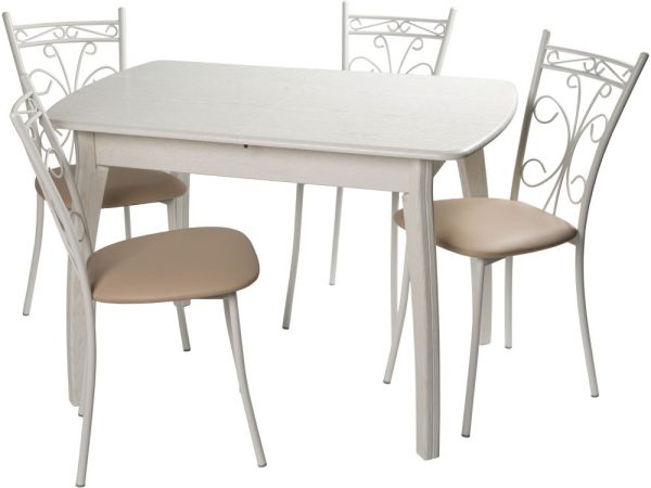 Obedennaya-gruppa-Verona_4stula-Neapol_-Linkoln-bezhevyy Стол М45 «Верона» ДП1-02-02 «Патина 27», МДФ (тип 1) патина 27 — изображение 5