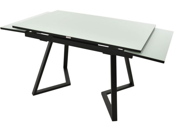 Rimini_-steklo-beloe_-karkas-chernyy_2 Обеденная группа (Стол Римини и 4 стула Эльзас), стекло белый — изображение 5