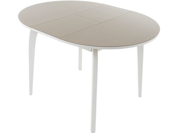 Стол «Ривьера» круг стекло капучино, каркас белый — изображение 4