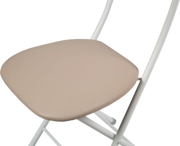Стул складной Стефани ДП2-04, кожзам Линкольн беж, каркас белый матовый — изображение 5