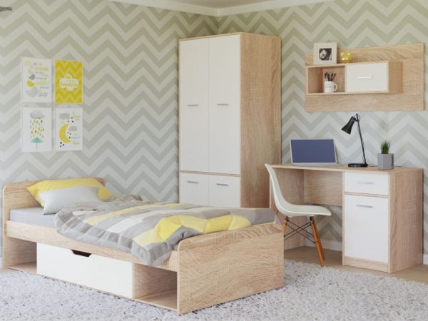 Стол «Стелс» 110 1д1ящ, Дуб сонома/белый — изображение 4