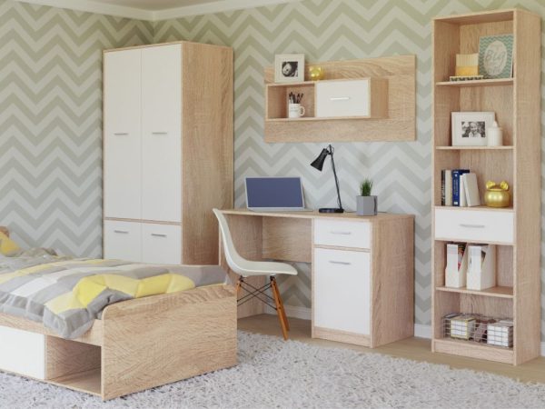 Стол «Стелс» 120 1д1ящ, Дуб сонома/белый — изображение 4