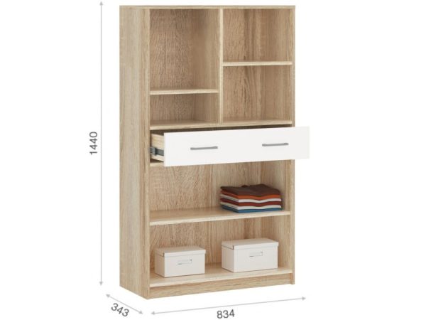 Комод «Стелс» 1в2д1ящ, Дуб сонома/белый — изображение 3